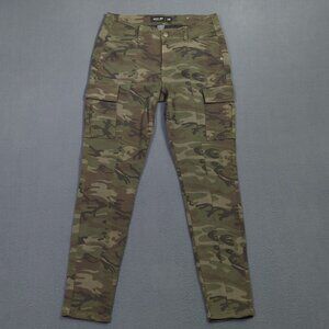 Miss Me Pants Women's 28 Green Brown Camouflage Mid Rise Cargo Skinny